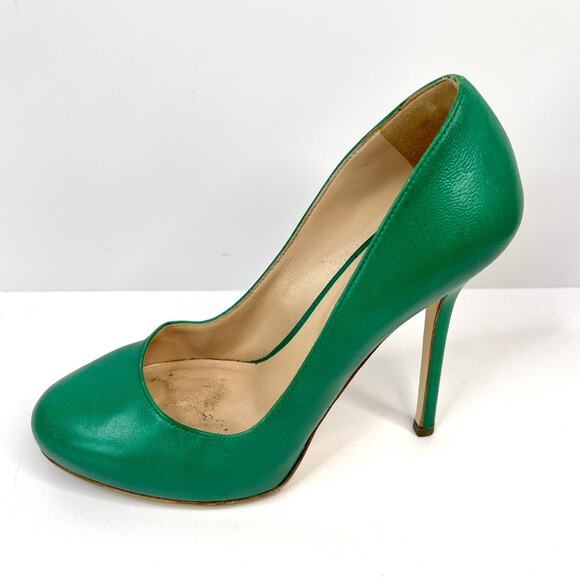 SERGIO ROSSI Green Leather 4 Inch Heel Shoes Size 5.5 (EU 36) - Picture 4 of 14